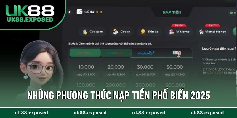 Những phương thức nạp tiền phổ biến 2025